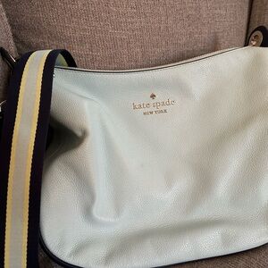 Kate Spade Mint Green Shoulder Bag with Striped Strap